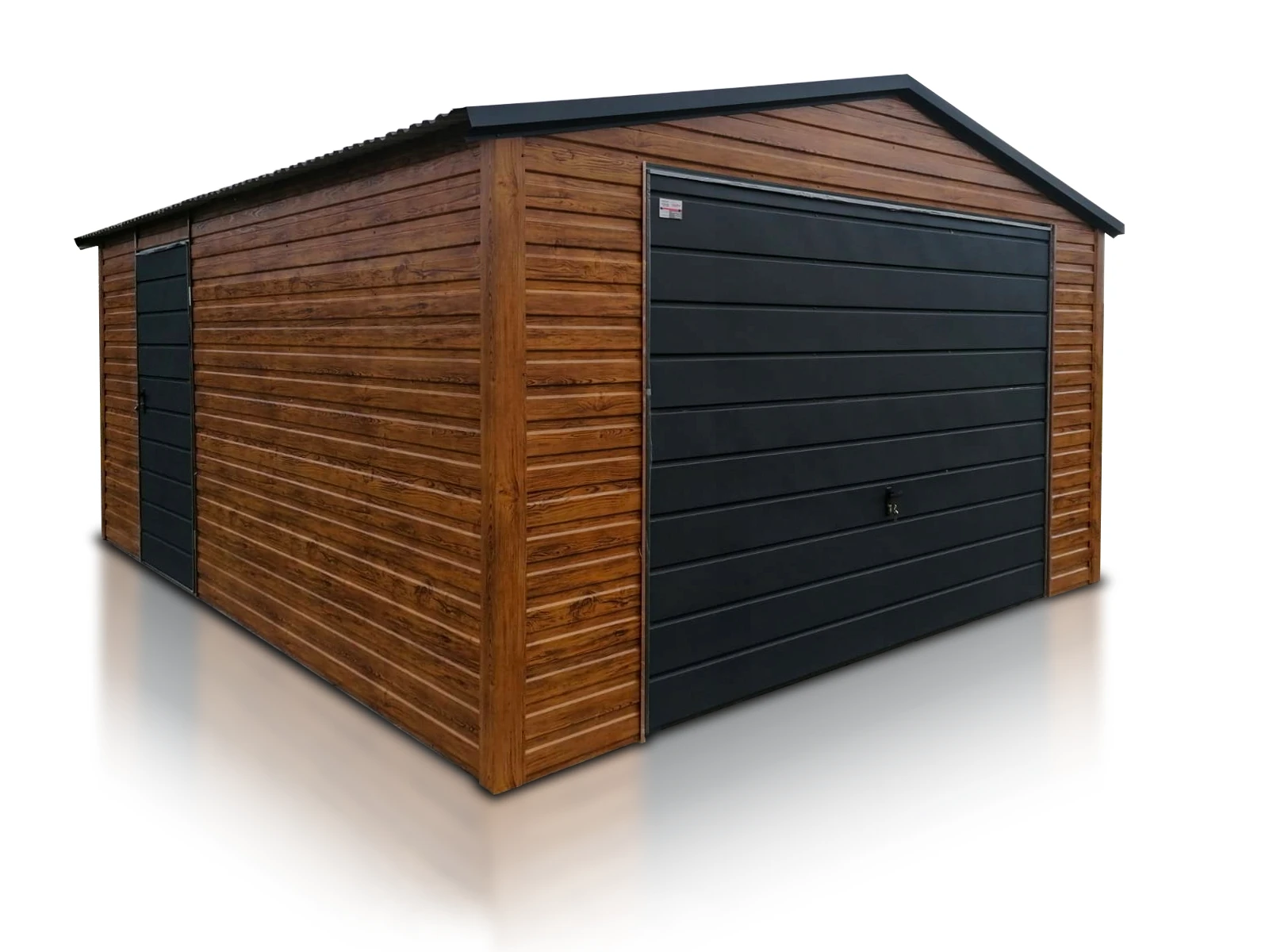 Garage en tôle simple 4x5 m double pente effet bois