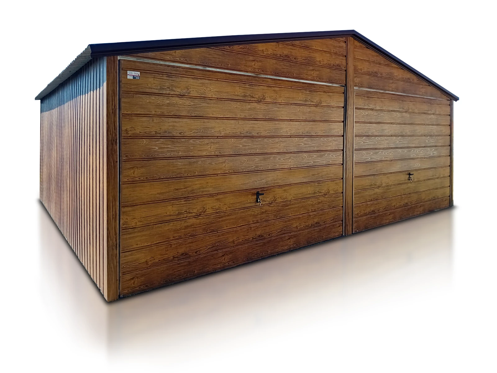 Garage en tôle double 6x5m double pente effet bois