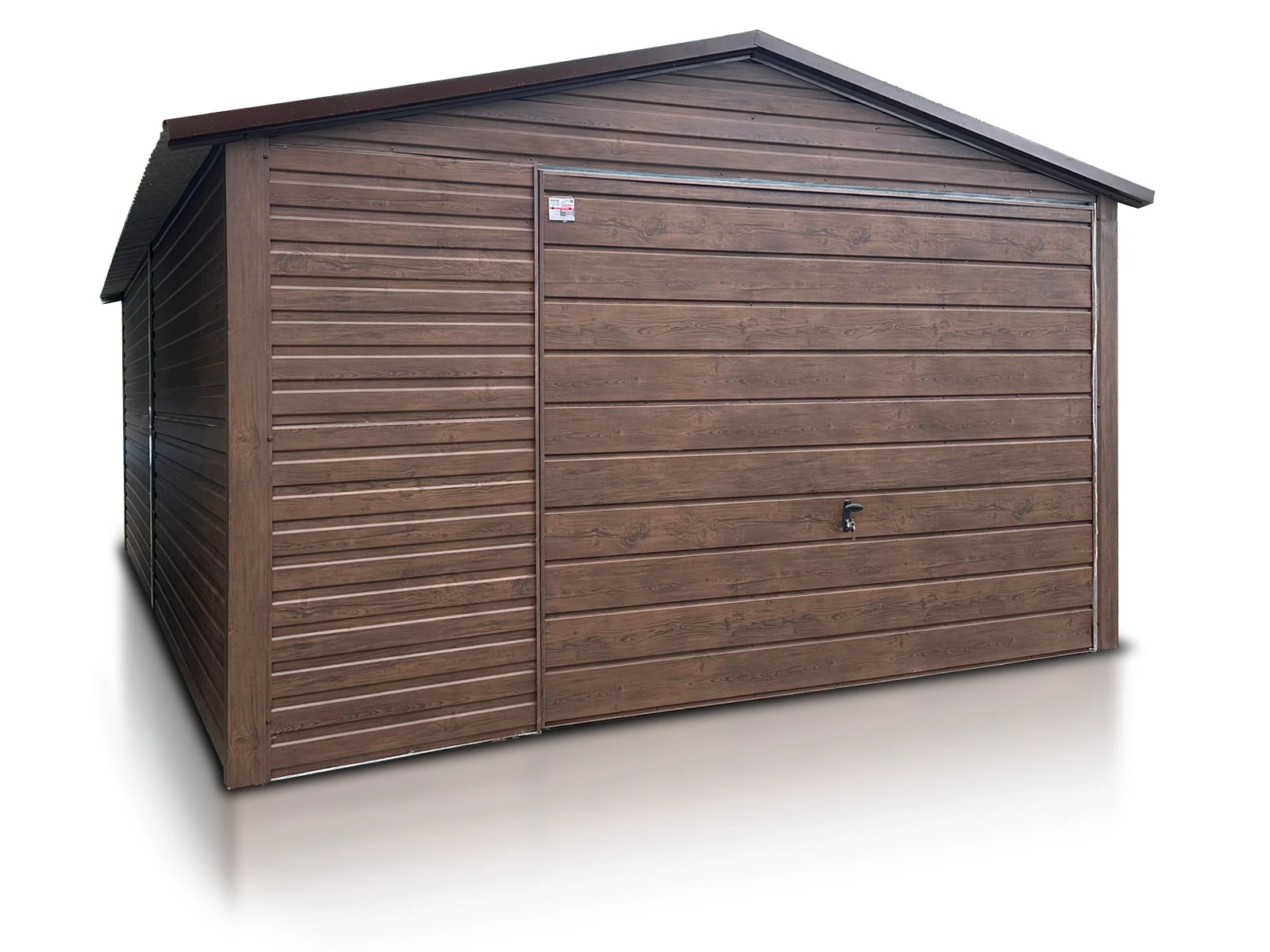 Garage en tôle simple 4x6m double pente effet bois