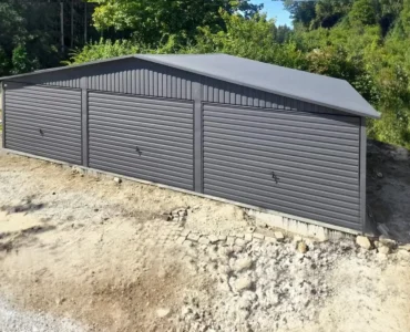 Garage en tôle triple 9×5 m Double pente Graphite