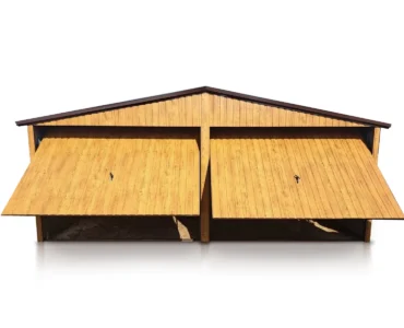 Garage en tôle double 6×5 m Double pente Effet bois