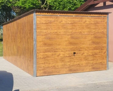 Garage en tôle simple 3×5 m Monopente Effet bois