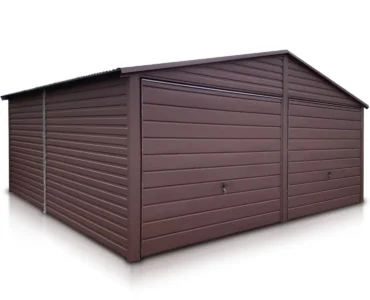 Garage en tôle double 6×5.5 m Double pente Marron foncé