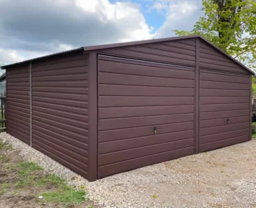 Garage en tôle double 6×5.5 m Double pente Marron foncé