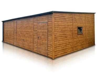 Garage en tôle double 9×6 m Monopente Effet bois