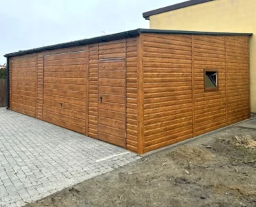Garage en tôle double 9×6 m Monopente Effet bois