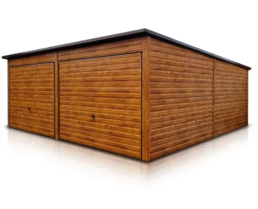 Garage en tôle double 6×6 m Monopente Effet bois