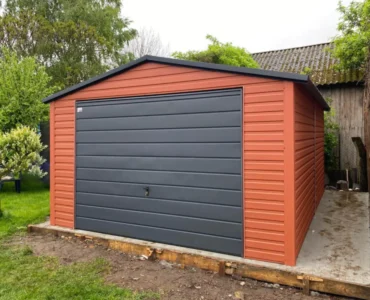 Garage en tôle simple 4×5 m Double pente Marron clair