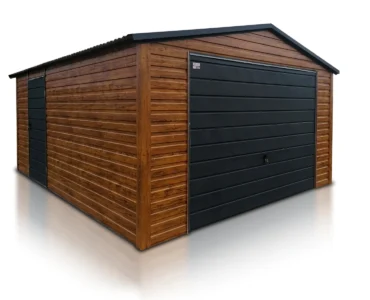 Garage en tôle simple 4×5 m Double pente Effet bois