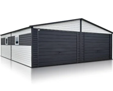 Garage en tôle double 7×7 m Double pente Blanc