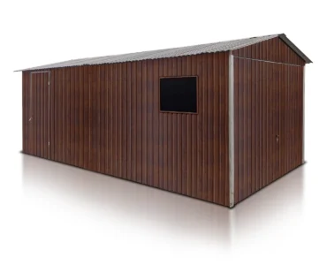 Garage en tôle simple 3×5 m Double pente Effet bois