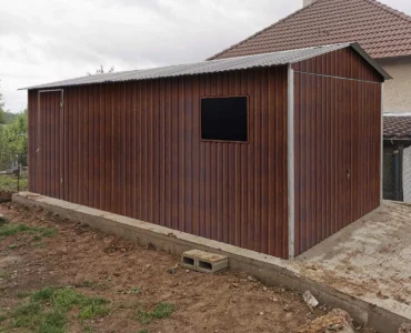 Garage en tôle simple 3×5 m Double pente Effet bois
