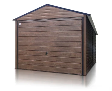 Garage en tôle simple 3×4 m Double pente Effet bois