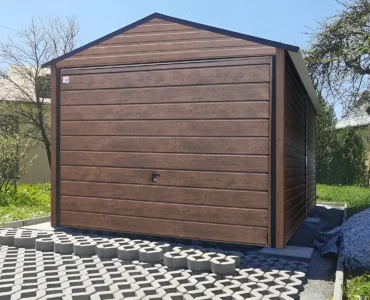 Garage en tôle simple 3×4 m Double pente Effet bois