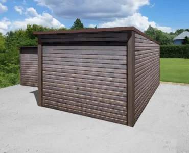 Garage en tôle simple 3×5 m Monopente Effet bois