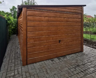 Garage en tôle simple 4×5 m Monopente Effet bois