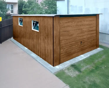 Garage en tôle simple 3×5 m Monopente Effet bois