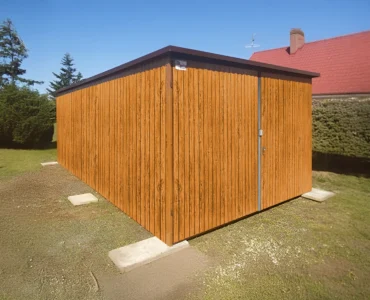 Garage en tôle simple 3×5 m Monopente Effet bois