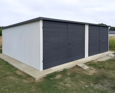 Garage en tôle double 7×5 m Monopente Blanc