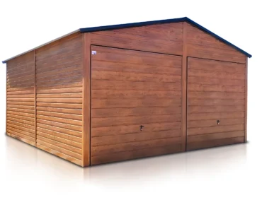 Garage en tôle double 6×6 m Double pente Effet bois