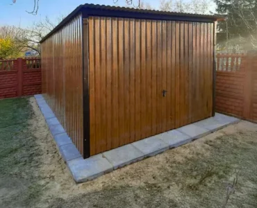Garage en tôle simple 3×5 m Monopente Effet bois