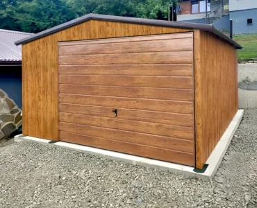 Garage en tôle simple 4×5 m Double pente Effet bois