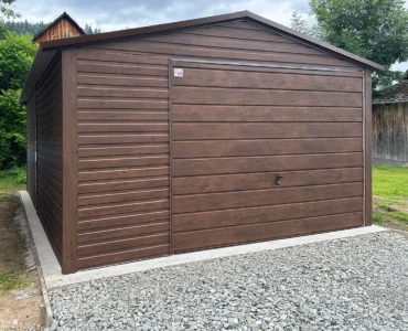 Garage en tôle simple 4×6 m Double pente Effet bois