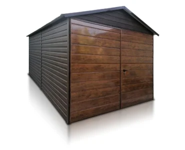 Garage en tôle simple 3×5 m Double pente Effet bois