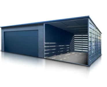 Garage en tôle simple 6×6 m avec auvent 3 m Graphite