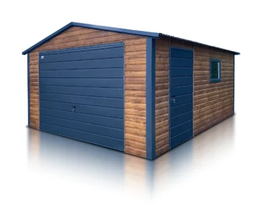 Garage en tôle simple 4×5 m Double pente Effet bois