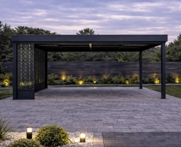 Carport avec panneaux ajourés – Abri voiture 5×5 m