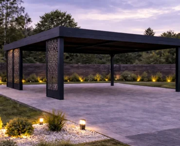 Carport avec panneaux ajourés – Abri voiture 6×6 m