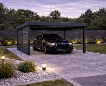 Carport avec panneaux ajourés – Abri voiture 3×3 m
