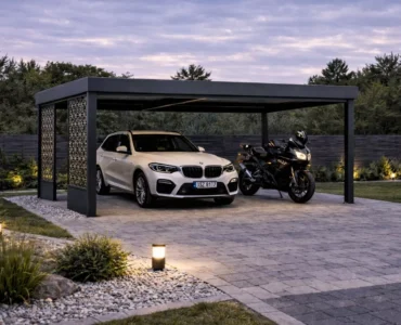 Carport avec panneaux ajourés – Abri voiture 4×4 m