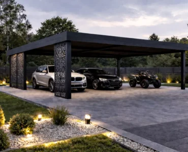 Carport avec panneaux ajourés – Abri voiture 6×6 m