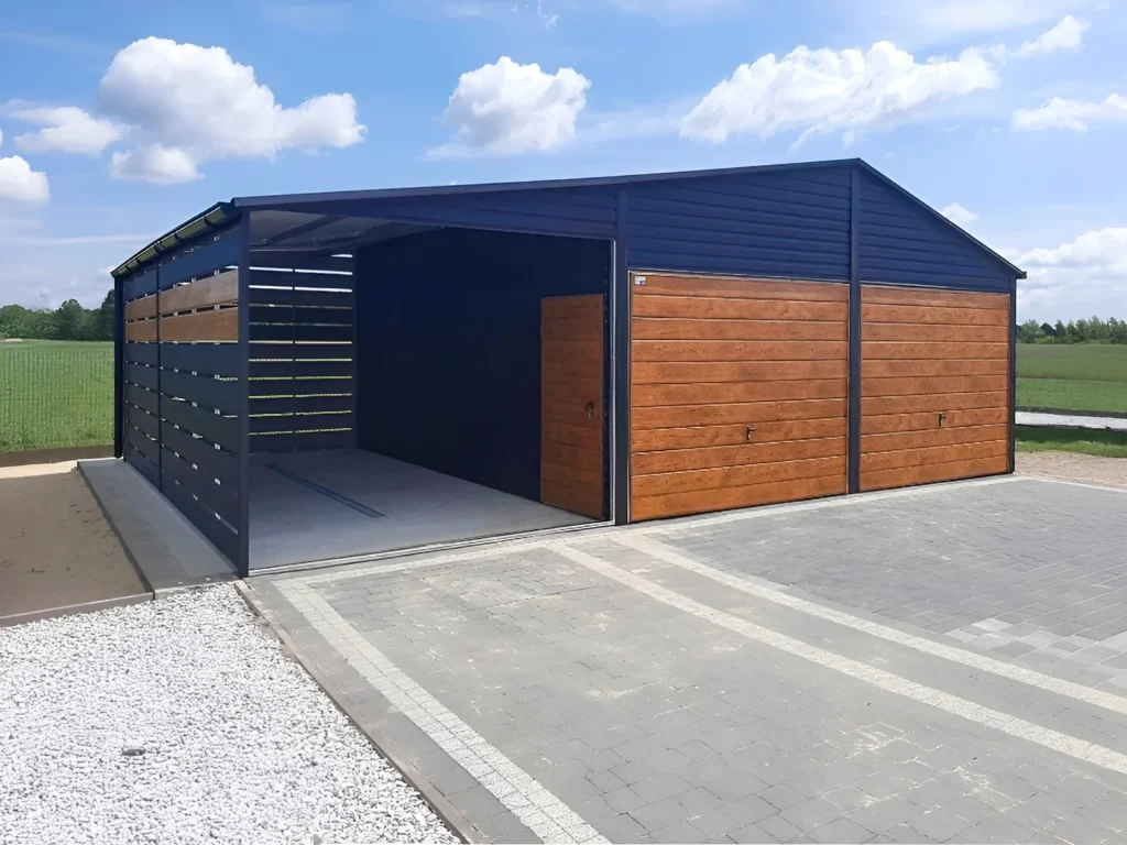 Garages en tôle Le Grand-Quevilly — doubles avec abri accolé