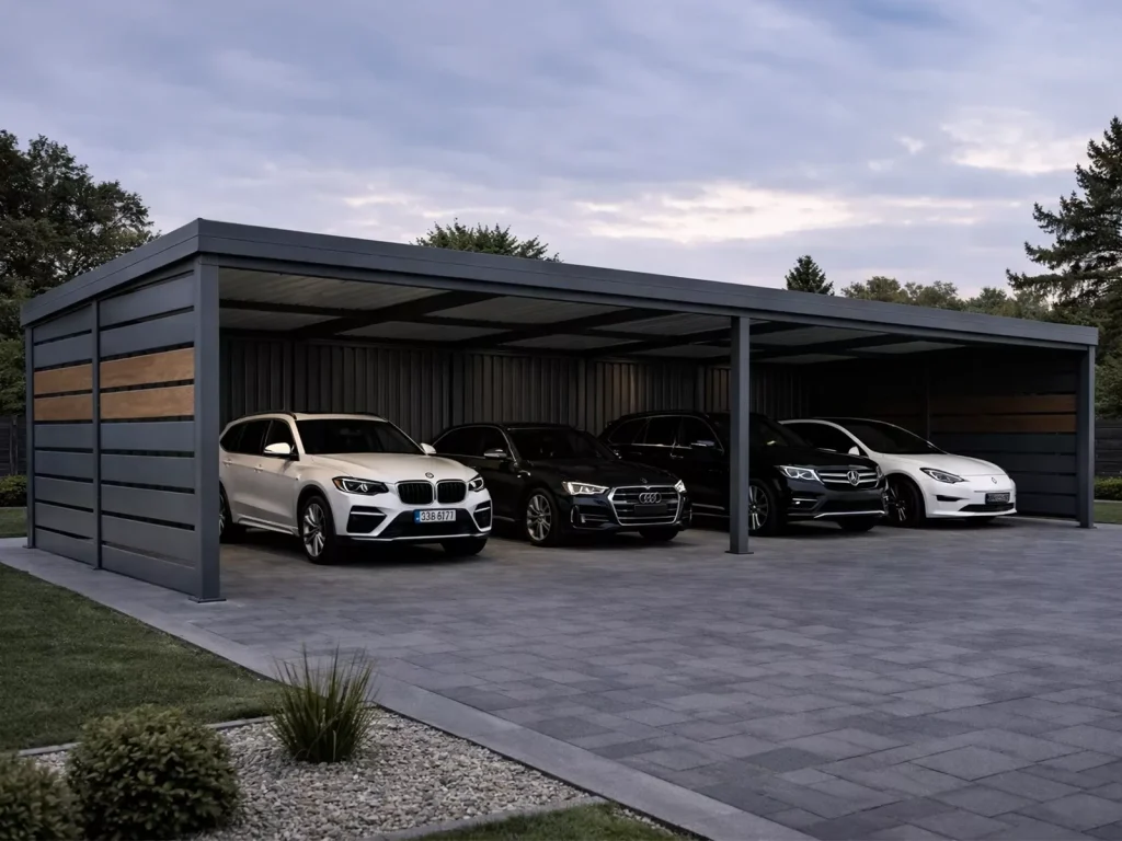 Carport 12×5 z autami